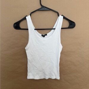 Splash White Ribbed Tank Top